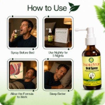 SnoreStop Oral Spray bottle and how-to-use guide